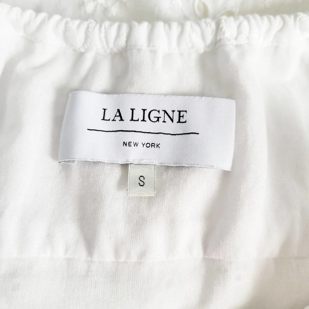 LA LIGNE Eyelet Broderie Midi Dress | White | S